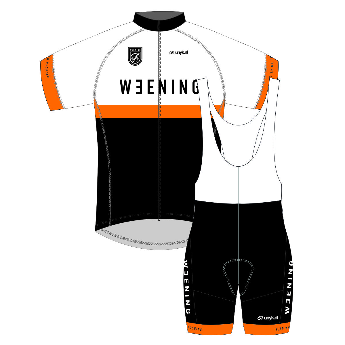 Koerstrui korte mouw wit + koersbroek oranje
