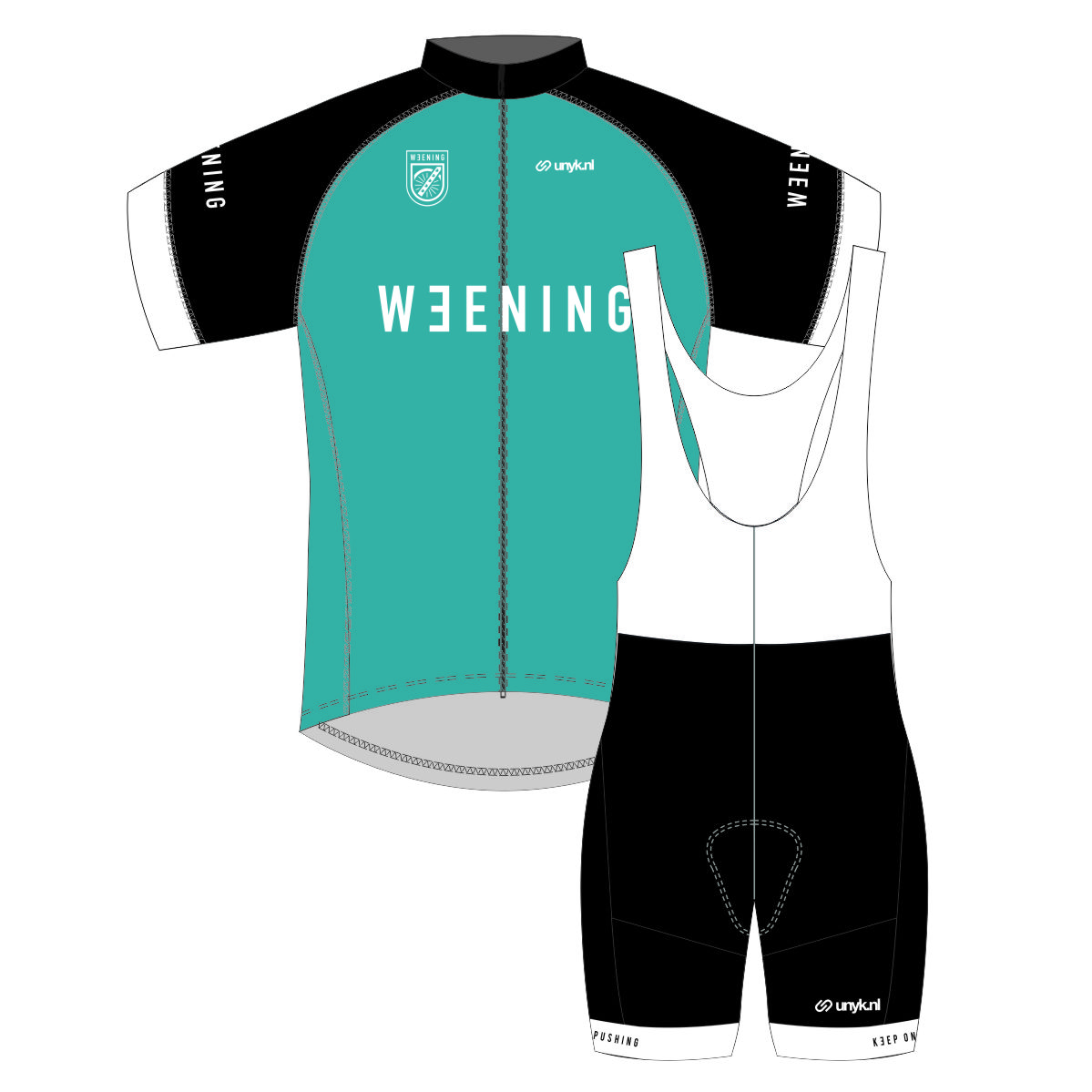 Koerstrui korte mouw groen + koersbroek wit